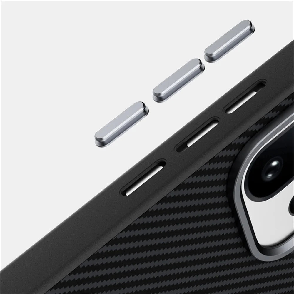 ABEEL For OnePlus 15T 5G Magnetic Case Carbon Fiber Texture TPU PC PU Phone Back Cover - Black - 5
