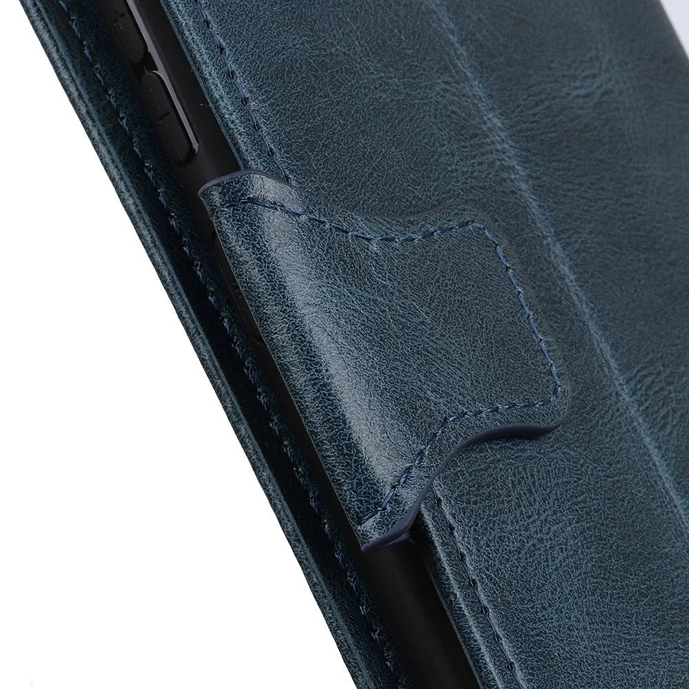 For Samsung Galaxy A54 5G Scratch Resistant Crazy Horse Texture Phone Stand Case PU Leather + TPU Wallet Protective Phone Cover - Blue - 5