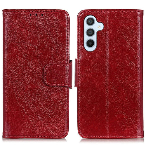 For Samsung Galaxy A54 5G Nappa Texture Split Leather Phone Case Viewing Stand Wallet Cell Phone Cover - Red - 1