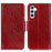 For Samsung Galaxy A54 5G Nappa Texture Split Leather Phone Case Viewing Stand Wallet Cell Phone Cover - Red - 1