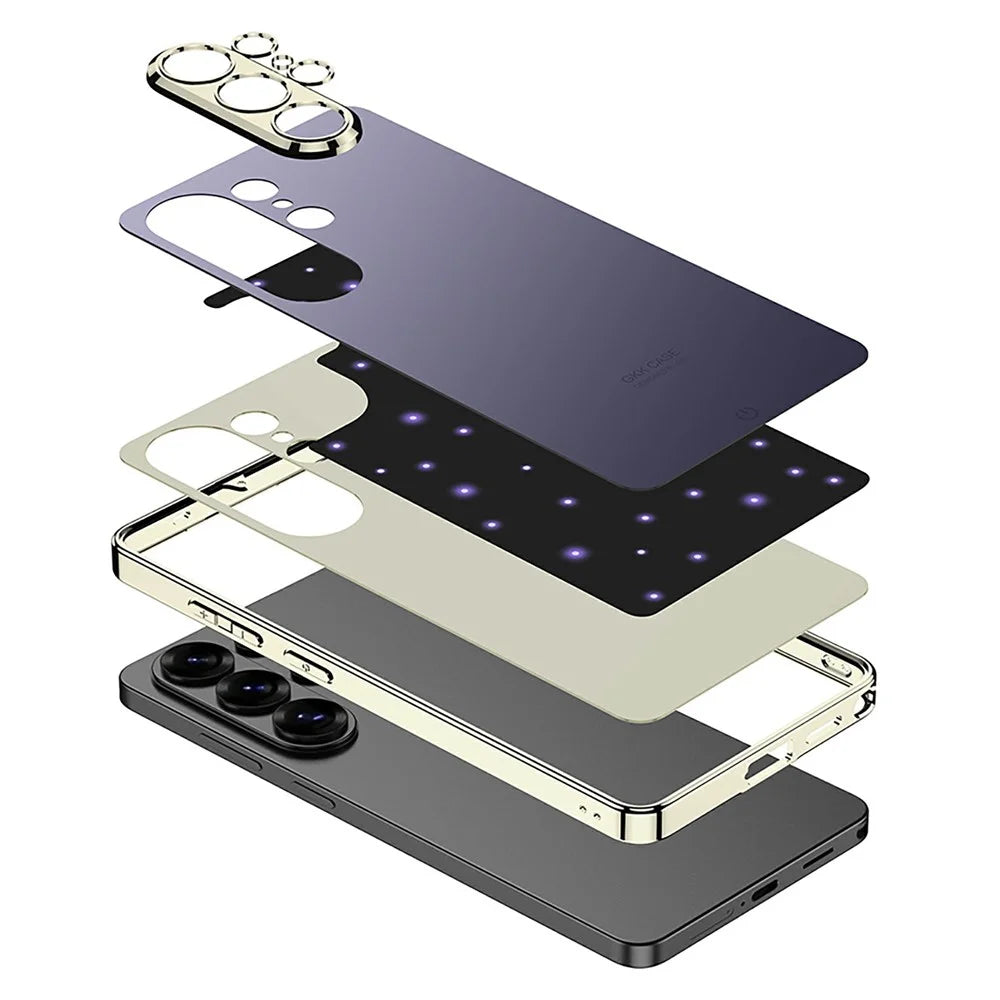 GKK for Samsung Galaxy S26 Ultra Case Smart LED Pattern AG Matte Anti-Fingerprint PC TPU Cover - Blue - 4