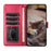 For Samsung Galaxy A27 5G Case with Wrist Strap Leather Phone Cover Wall Cats Pattern - Red - 3