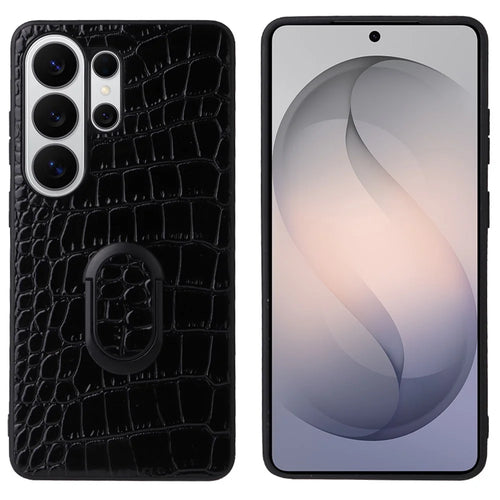 For Samsung Galaxy S25 Ultra Case Kickstand Leather + TPU + PC Phone Back Cover - Crocodile Texture - 1