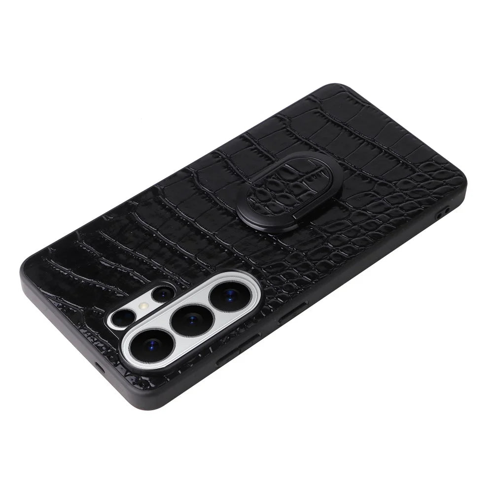 For Samsung Galaxy S25 Ultra Case Kickstand Leather + TPU + PC Phone Back Cover - Crocodile Texture - 4