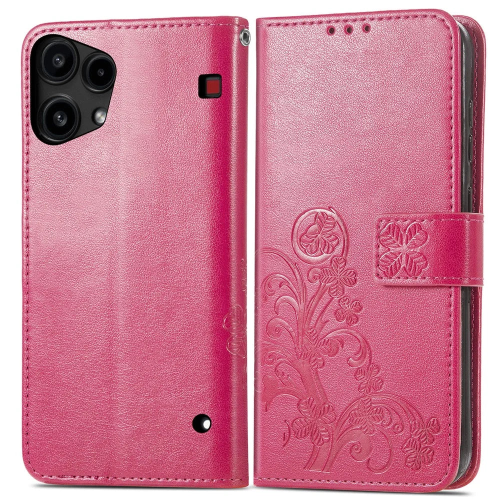 For Nothing Phone (3a) Lite 5G Leather Case Four-Leaf Clover Wallet Phone Cover - Rose - 1