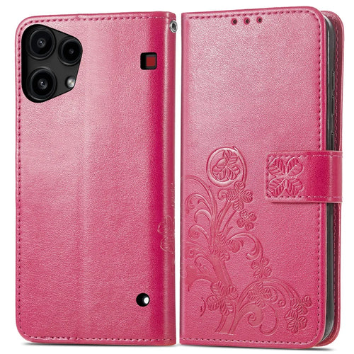 For Nothing Phone (3a) Lite 5G Leather Case Four-Leaf Clover Wallet Phone Cover - Rose - 1