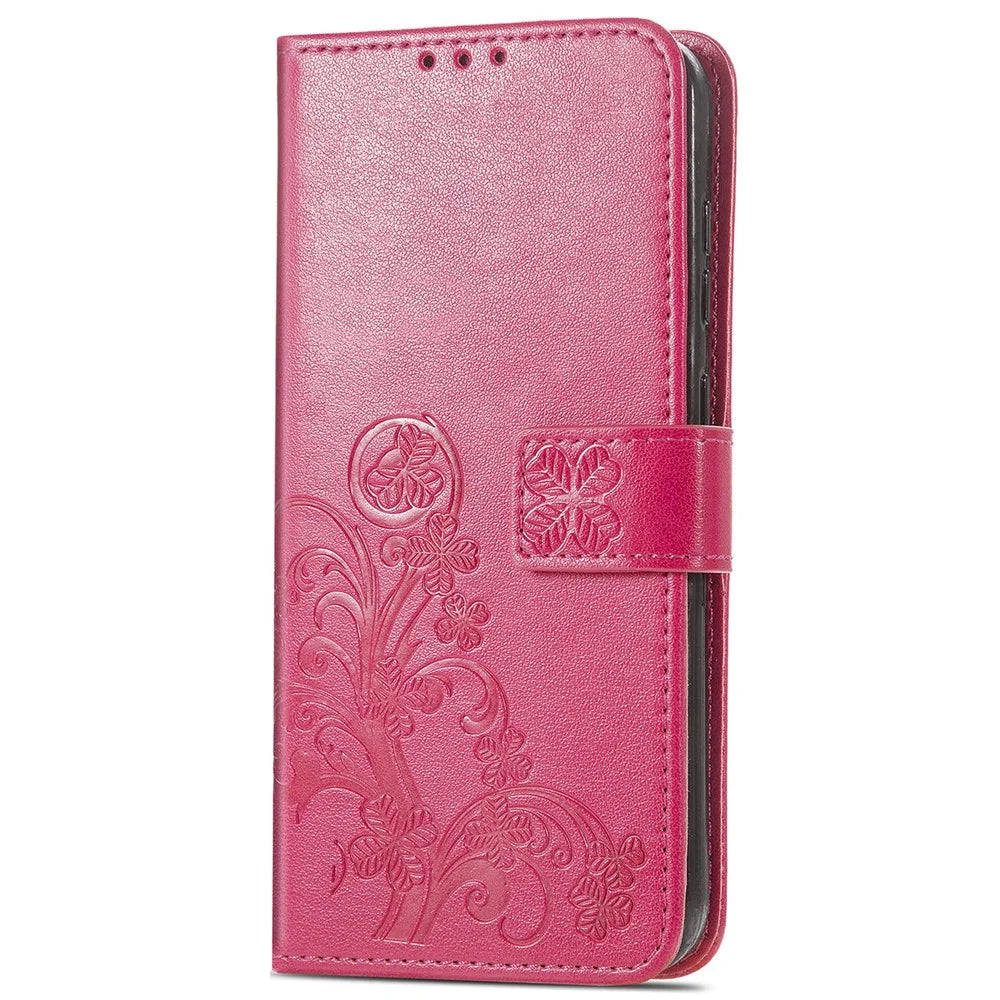 For Nothing Phone (3a) Lite 5G Leather Case Four-Leaf Clover Wallet Phone Cover - Rose - 6