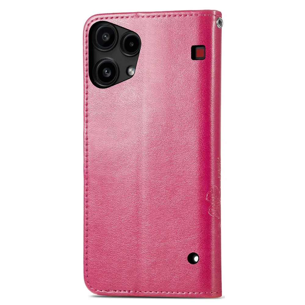 For Nothing Phone (3a) Lite 5G Leather Case Four-Leaf Clover Wallet Phone Cover - Rose - 7