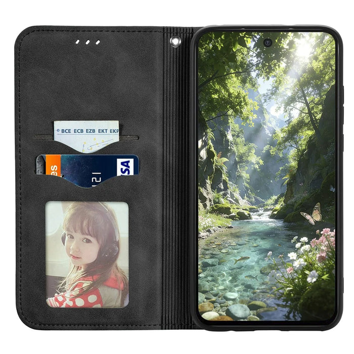 For Nothing Phone (3a) Lite 5G Leather Case with Card Holder Magnetic Absorption Phone Cover - Black - 2
