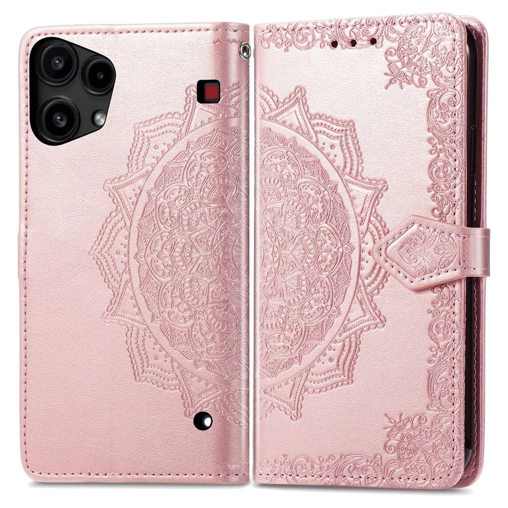 For Nothing Phone (3a) Lite 5G Wallet Case Mandala Flower Leather Phone Cover Stand - Rose Gold - 1