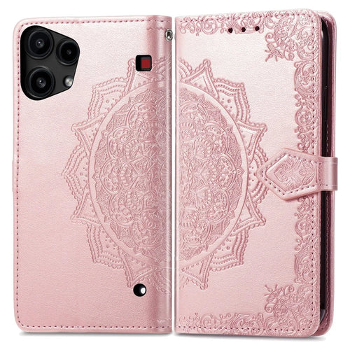 For Nothing Phone (3a) Lite 5G Wallet Case Mandala Flower Leather Phone Cover Stand - Rose Gold - 1