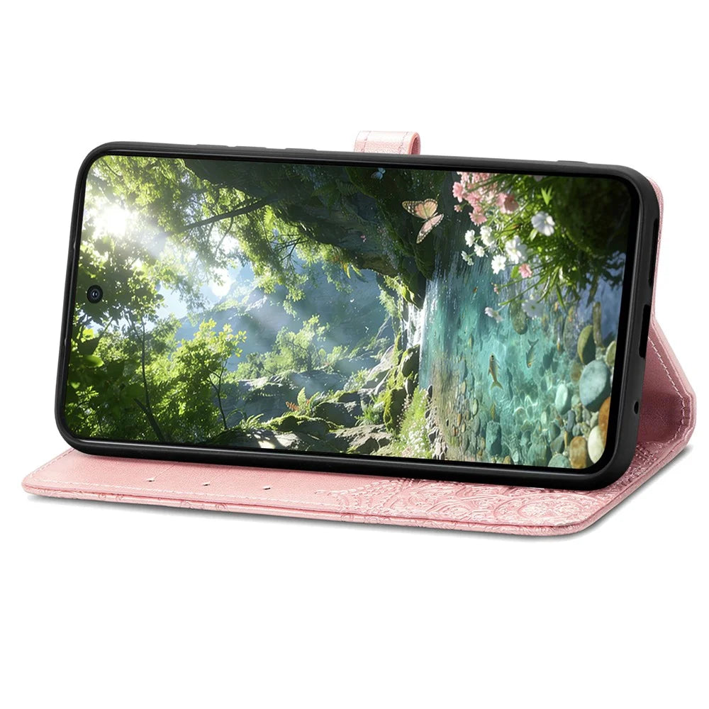 For Nothing Phone (3a) Lite 5G Wallet Case Mandala Flower Leather Phone Cover Stand - Rose Gold - 3