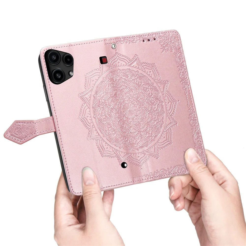 For Nothing Phone (3a) Lite 5G Wallet Case Mandala Flower Leather Phone Cover Stand - Rose Gold - 4