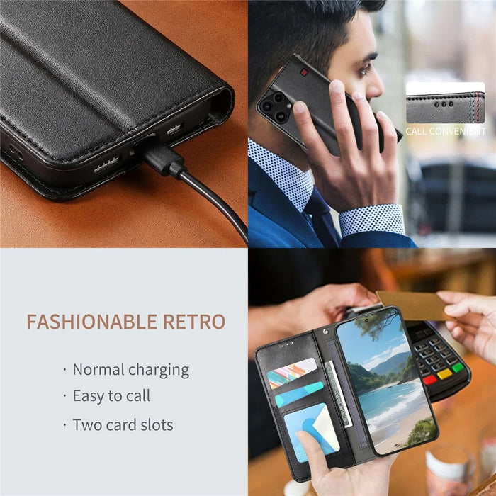 For Nothing Phone (3a) Lite 5G Case Wallet Tri-Color Stitching Leather Phone Cover with Elastic Wristband - Black - 7