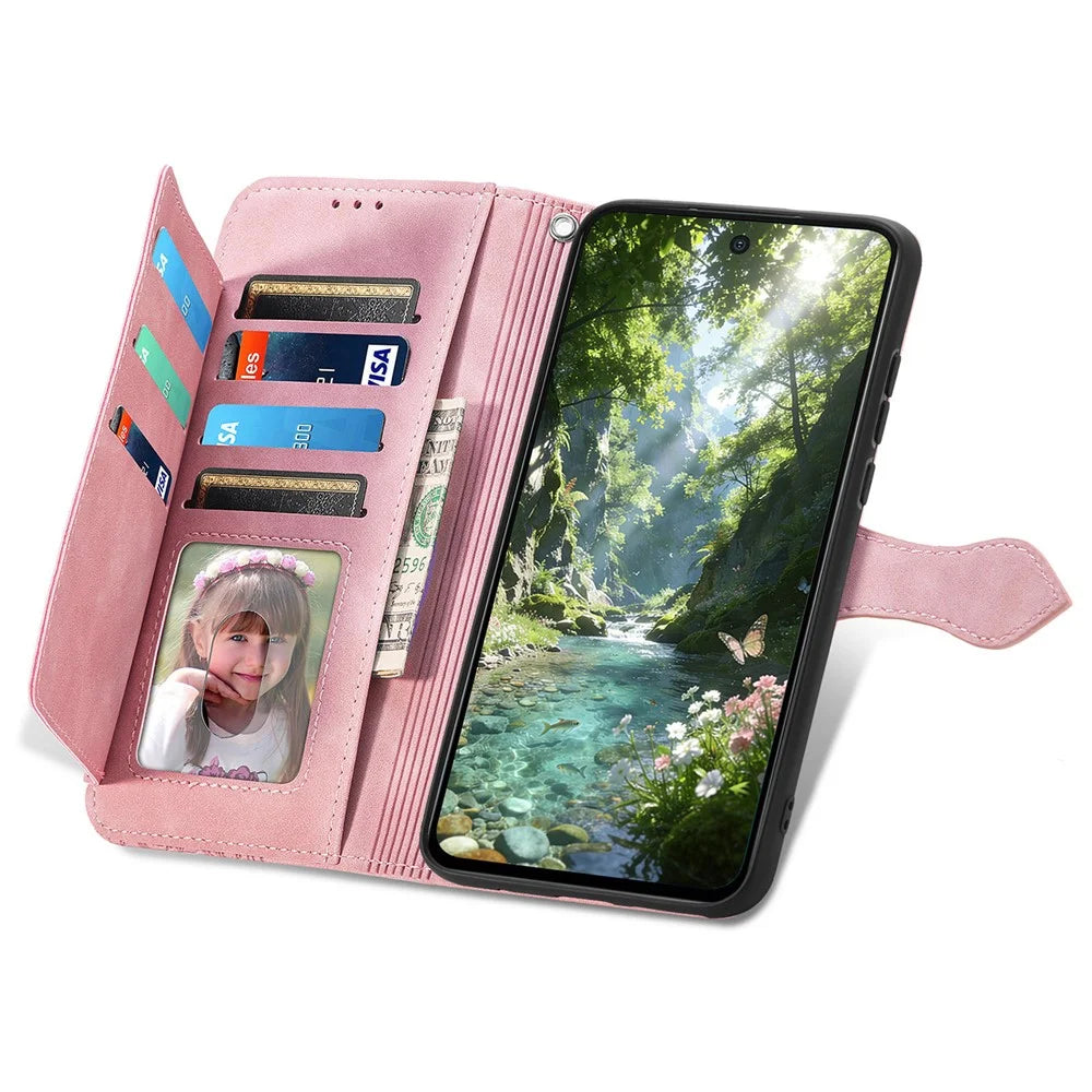 For Nothing Phone (3a) Lite 5G Zipper Wallet Case with Strap Flower Imprint PU Leather Phone Cover - Pink - 2