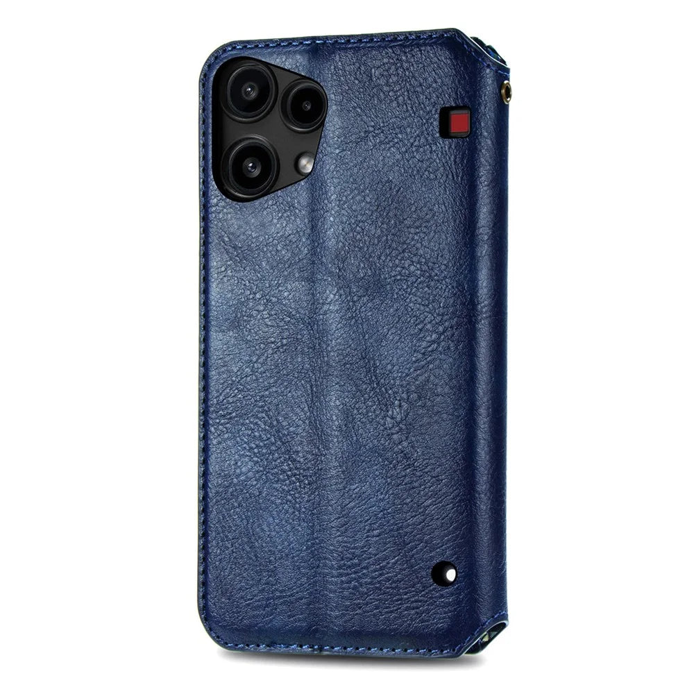 For Nothing Phone (3a) Lite 5G Case Rhombus Imprint PU Leather Wallet Phone Cover - Blue - 6