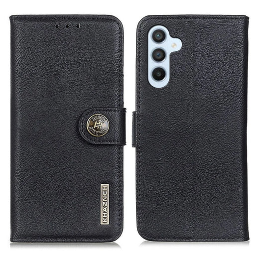 KHAZNEH for Samsung Galaxy A54 5G Cowhide Texture PU Leather Drop-proof Phone Wallet Case Stand Scratch-resistant Phone Cover Shell - Black - 1