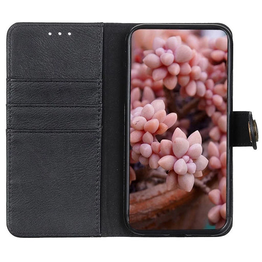 KHAZNEH for Samsung Galaxy A54 5G Cowhide Texture PU Leather Drop-proof Phone Wallet Case Stand Scratch-resistant Phone Cover Shell - Black - 2