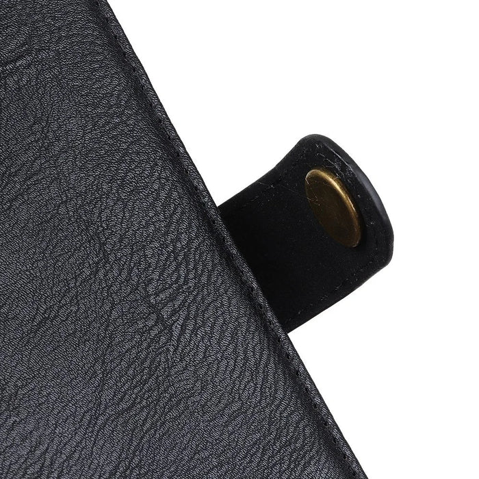 KHAZNEH for Samsung Galaxy A54 5G Cowhide Texture PU Leather Drop-proof Phone Wallet Case Stand Scratch-resistant Phone Cover Shell - Black - 5