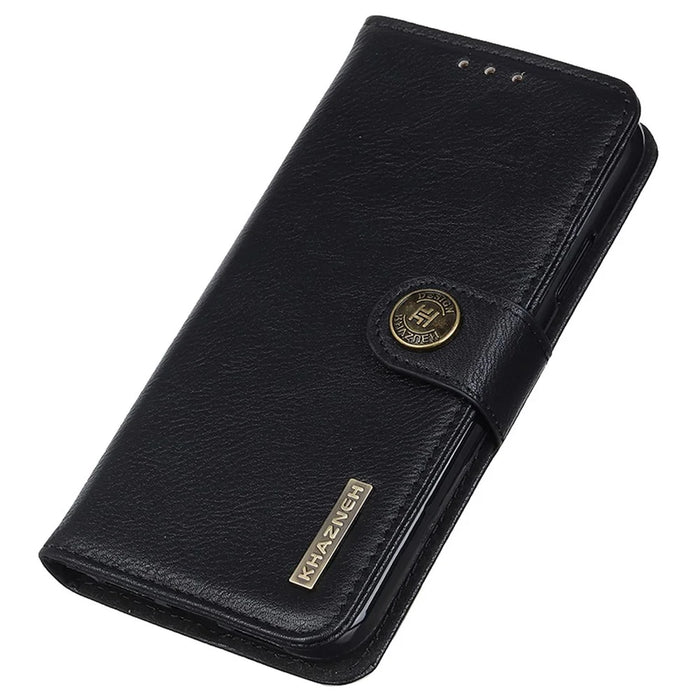 KHAZNEH for Samsung Galaxy A54 5G Cowhide Texture PU Leather Drop-proof Phone Wallet Case Stand Scratch-resistant Phone Cover Shell - Black - 6