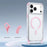 For iPhone 18 Pro / 17 Pro Magnetic Case Diamond Edge Design Clear Cover with 70-140cm Adjustable Lanyard Compatible with Magsafe - Pink - 4