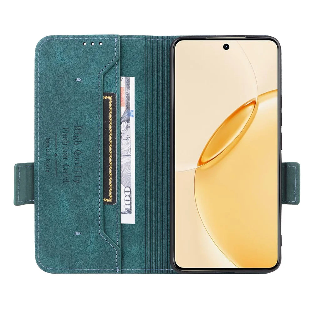 For Realme 16 Pro+ 5G Case Leather Wallet Flip Phone Cover with Hardware Decor - Blue - 4