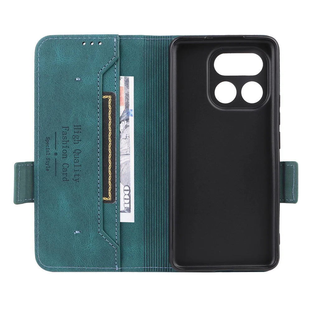 For Realme 16 Pro+ 5G Case Leather Wallet Flip Phone Cover with Hardware Decor - Blue - 5