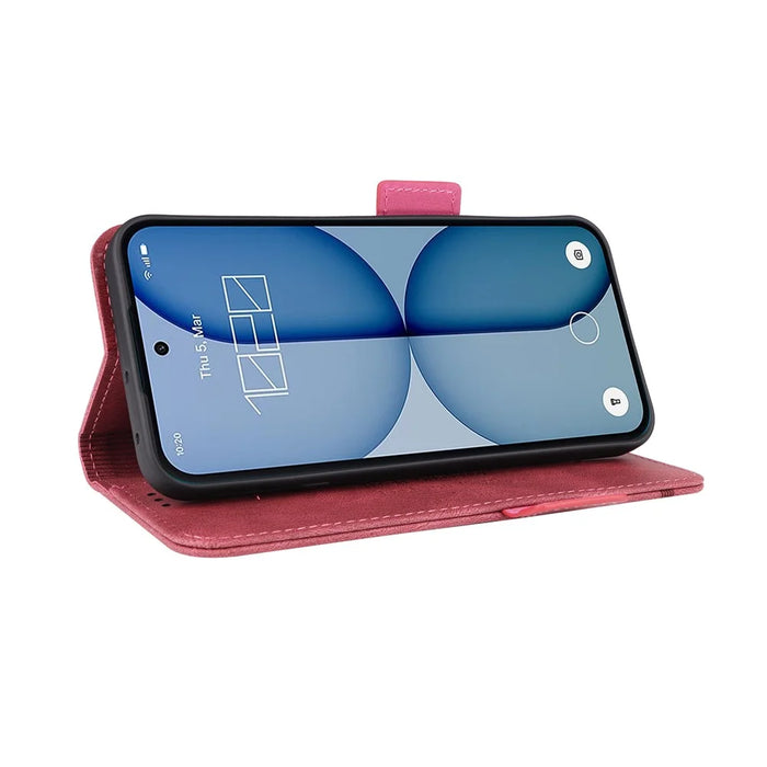 For Nothing Phone (4a) Case Leather Wallet Flip Phone Cover with Hardware Decor - Rose - 3