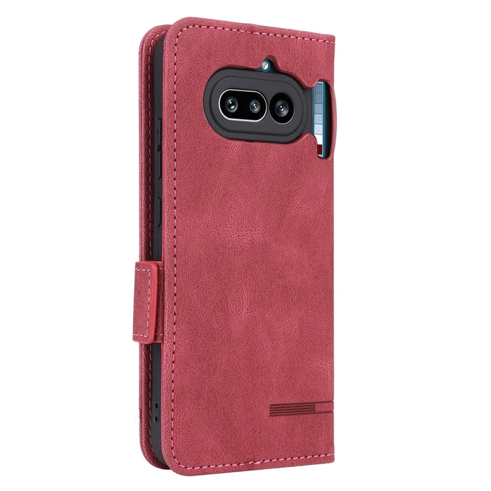 For Nothing Phone (4a) Case Leather Wallet Flip Phone Cover with Hardware Decor - Rose - 6