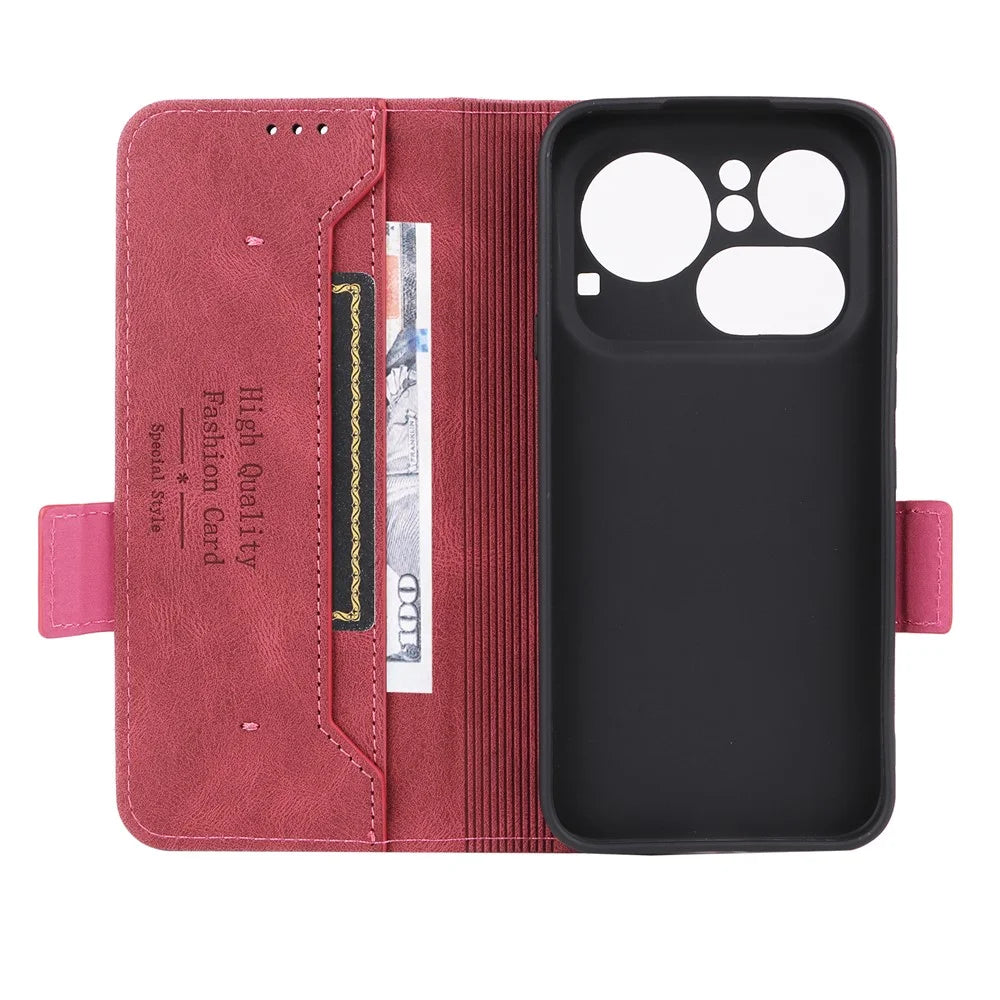 For Nothing Phone (4a) Pro Case Leather Wallet Flip Phone Cover with Hardware Decor - Rose - 5