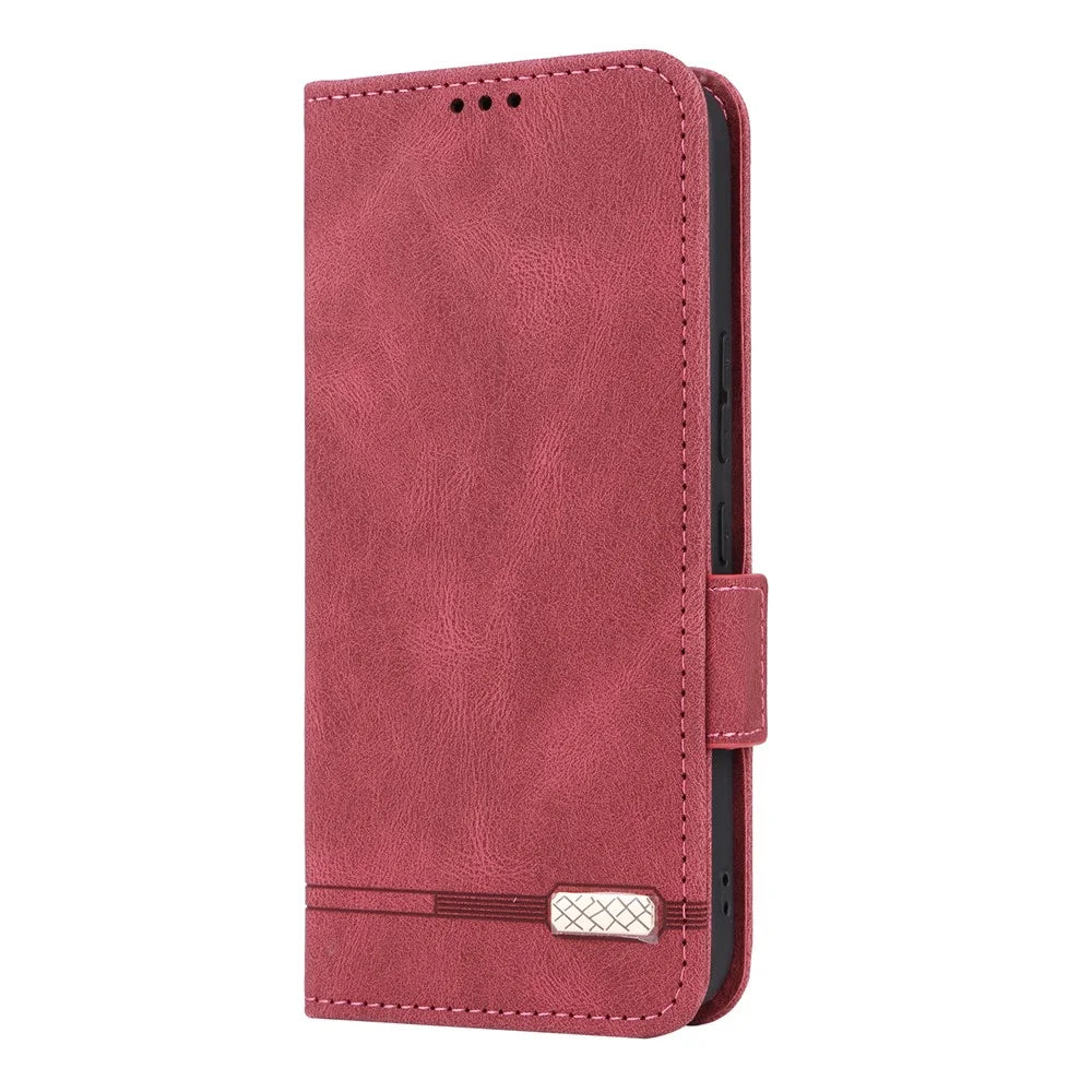 For Nothing Phone (4a) Pro Case Leather Wallet Flip Phone Cover with Hardware Decor - Rose - 7