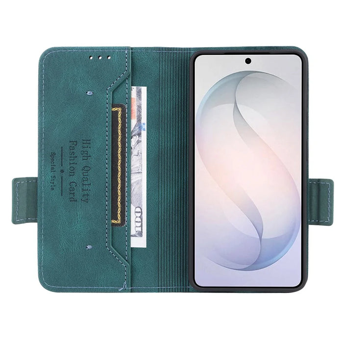 For Samsung Galaxy S26 Case Leather Wallet Flip Phone Cover with Hardware Decor - Blue - 4