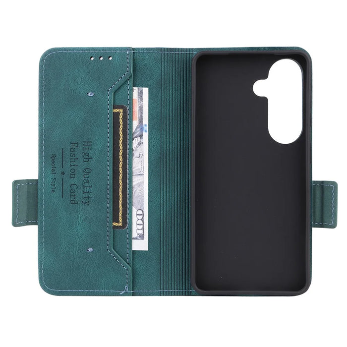 For Samsung Galaxy S26 Case Leather Wallet Flip Phone Cover with Hardware Decor - Blue - 5