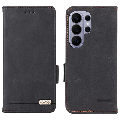 For Samsung Galaxy S26 Ultra Case Leather Wallet Flip Phone Cover with Hardware Decor - Black - 1