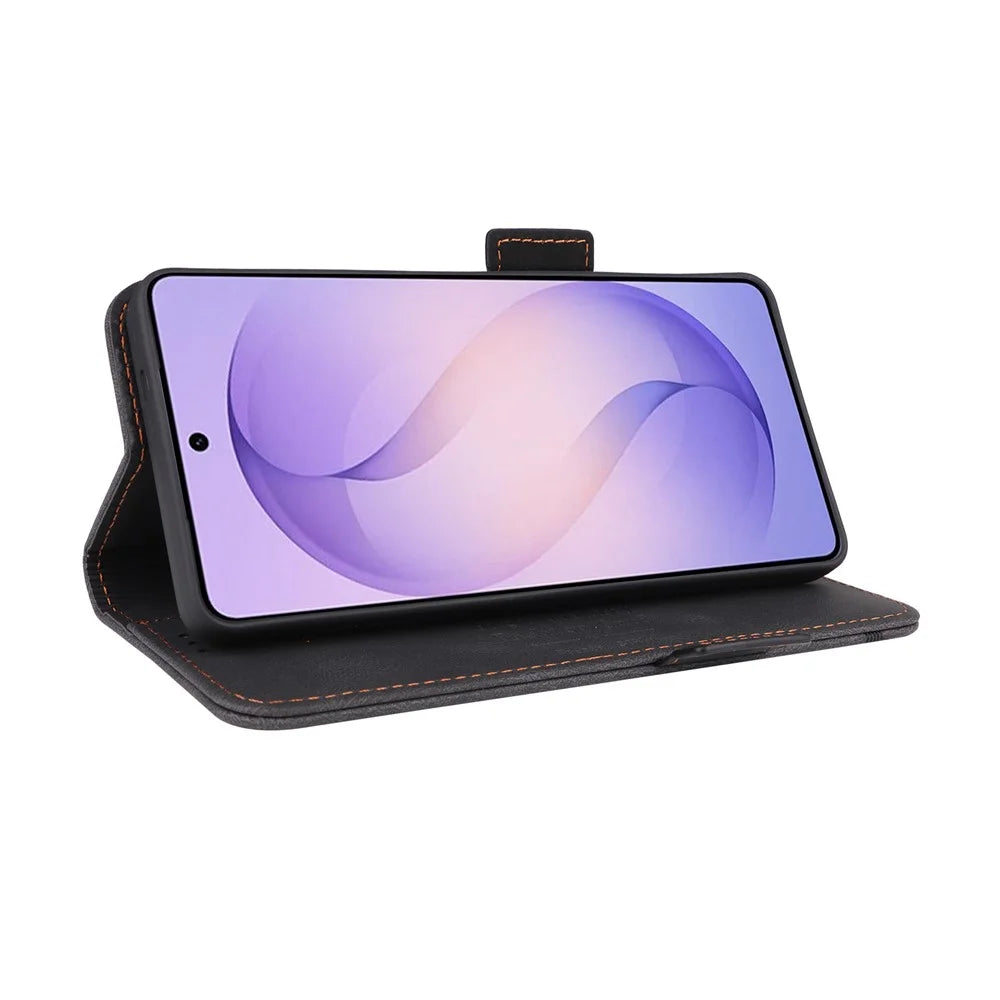 For Samsung Galaxy S26 Ultra Case Leather Wallet Flip Phone Cover with Hardware Decor - Black - 3