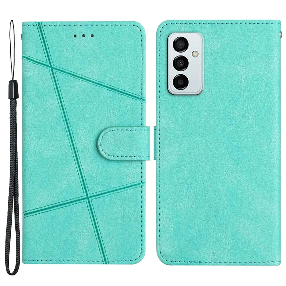 Wallet Phone Case for Samsung Galaxy F23 5G / M23 5G Shockproof PU Leather Cover Crazy Horse Texture Stand Case with Strap - Green - 1