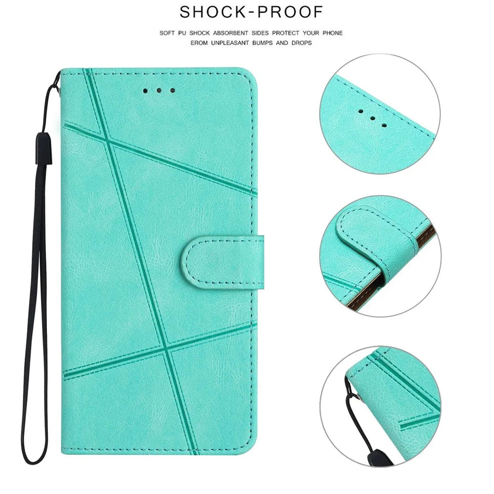 Wallet Phone Case for Samsung Galaxy F23 5G / M23 5G Shockproof PU Leather Cover Crazy Horse Texture Stand Case with Strap - Green - 5