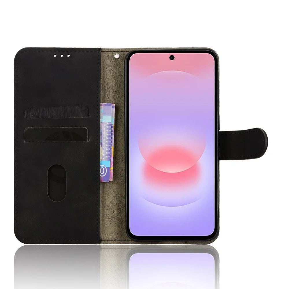 For Samsung Galaxy A27 5G Leather Case Skin Feel Anti Drop Wallet Stand Flip Phone Cover - Black - 3