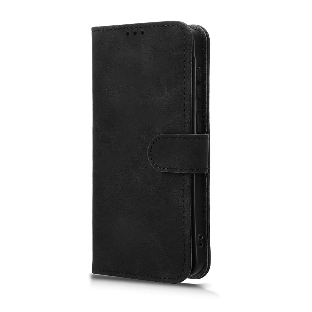 For Samsung Galaxy A27 5G Leather Case Skin Feel Anti Drop Wallet Stand Flip Phone Cover - Black - 6