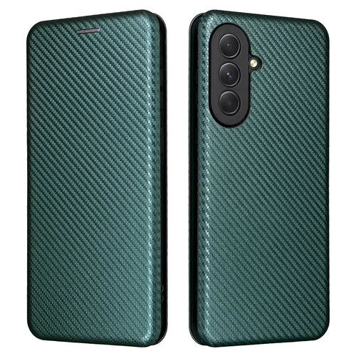 For Samsung Galaxy A37 5G Phone Case Carbon Fiber Texture Drop-Proof PU Leather Phone Cover - Green - 1