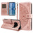 For Nothing Phone (4a) Wallet Case Embossed Mandala Pattern PU Leather + TPU Cover with Wrist Strap - Rose Gold - 1