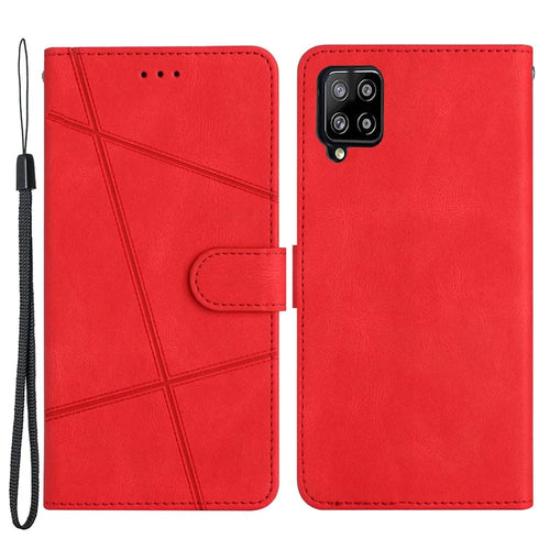 Anti-Drop Phone Case for Samsung Galaxy M32 (Global Version) 4G Crazy Horse Texture PU Leather Cover Shockproof Wallet Case with Strap / Stand - Red - 1