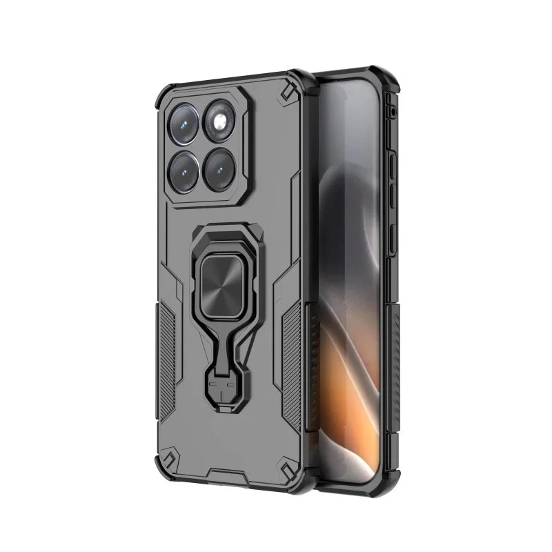 WANLONFENG for Motorola Edge 70 Fusion+ 5G / Motorola Edge 70 Fusion 5G Phone Case  PC TPU Back Cover Kickstand with Tempered Glass - Black - 2