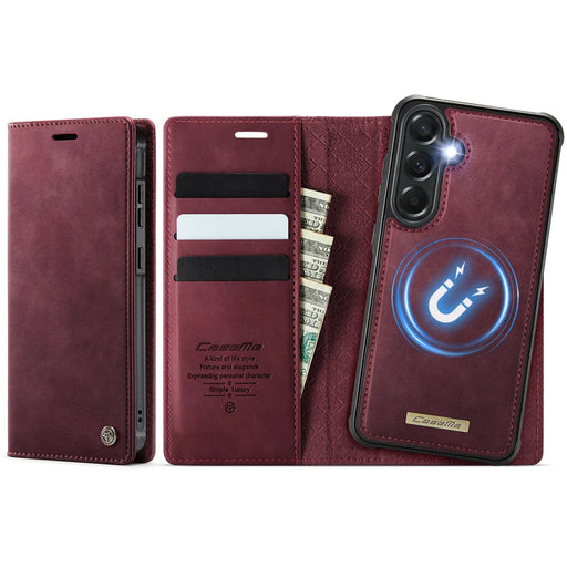 CaseMe for Samsung Galaxy A57 5G Magnetic Case CASEME C49 RFID Blocking Detachable Wallet Leather Phone Cover - Red - 1
