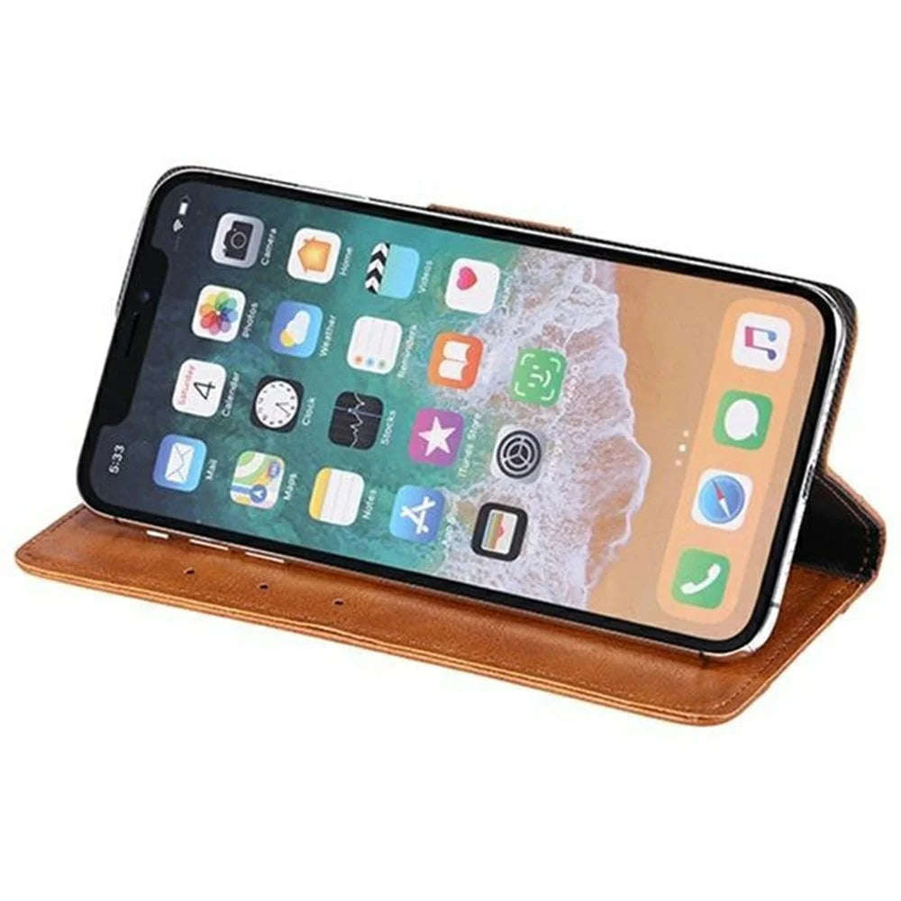 For Oukitel WP62 Case Magnetic Buckle Wallet Stand Business Leather Flip Phone Cover - Black - 2