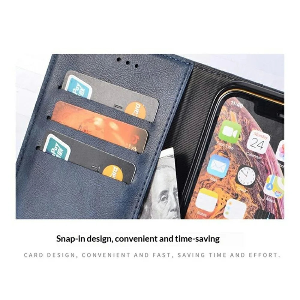 For Oukitel WP62 Case Magnetic Buckle Wallet Stand Business Leather Flip Phone Cover - Black - 5