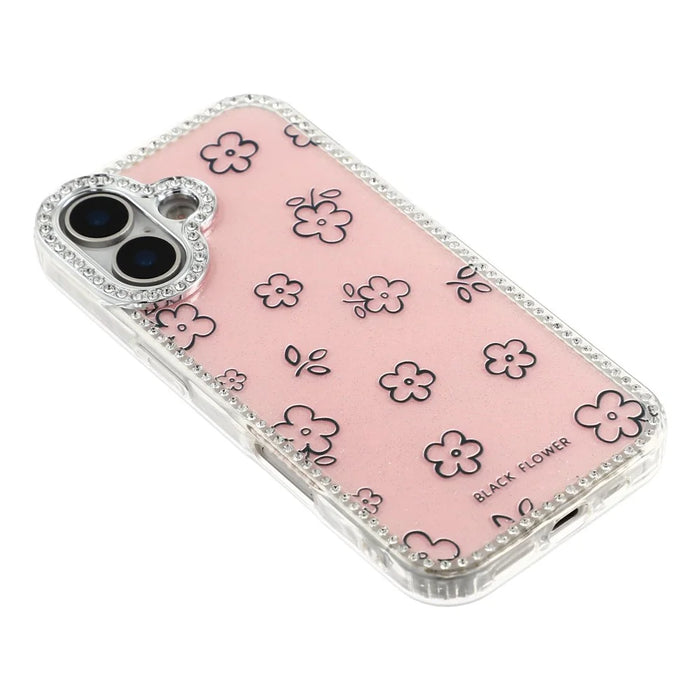 For iPhone 17 Case Rhinestone Edge Flower TPU + PC IMD Phone Cover - F4 - 4