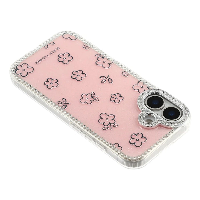 For iPhone 17 Case Rhinestone Edge Flower TPU + PC IMD Phone Cover - F4 - 5