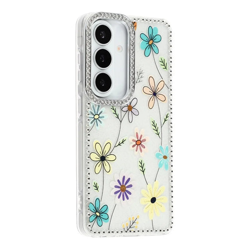 For Samsung Galaxy S26 Case Rhinestone Edge Flower TPU + PC IMD Phone Cover - F3 - 1