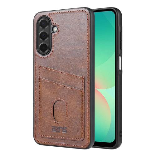 AZNS K1 Series For Samsung Galaxy A27 5G Case Calf Texture Anti-Drop PU+TPU Phone Cover with 2 Card Slot - Brown - 1